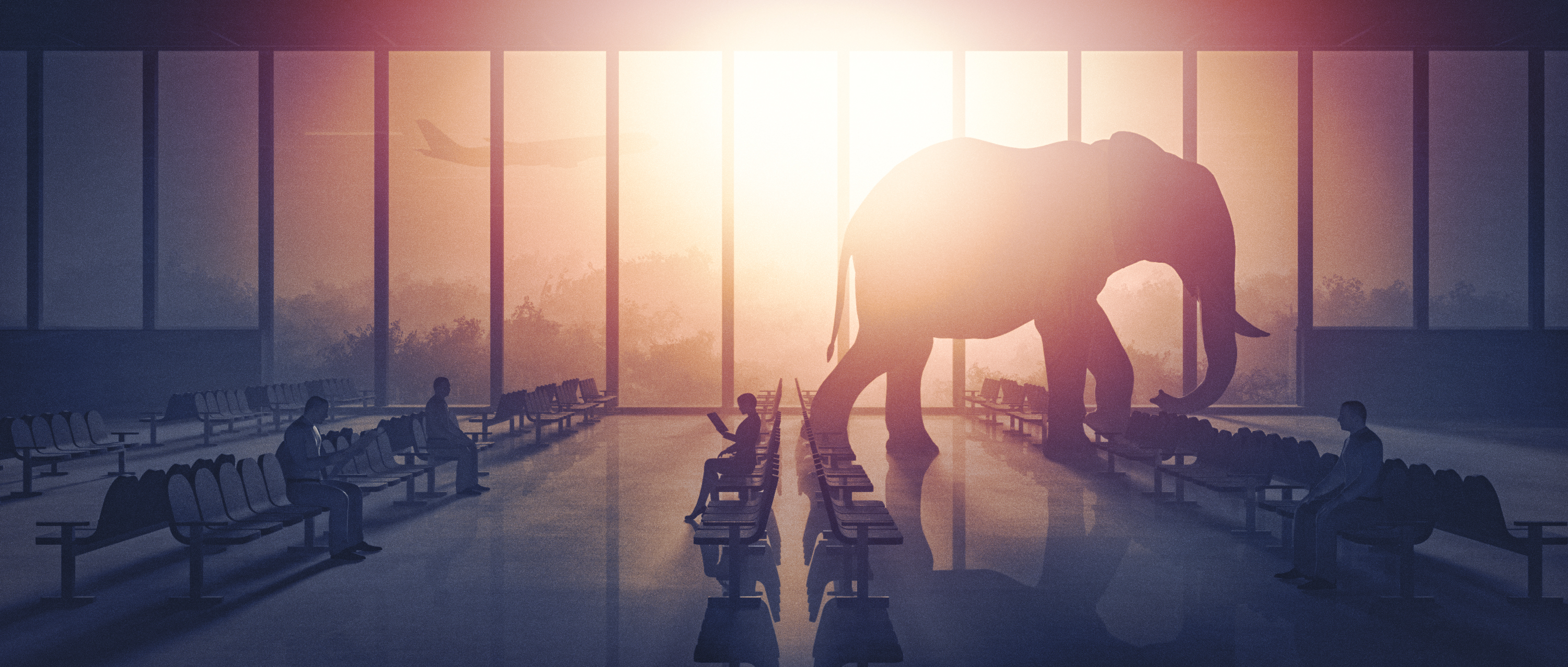 Mammoth - elephant silhouette double exposure
